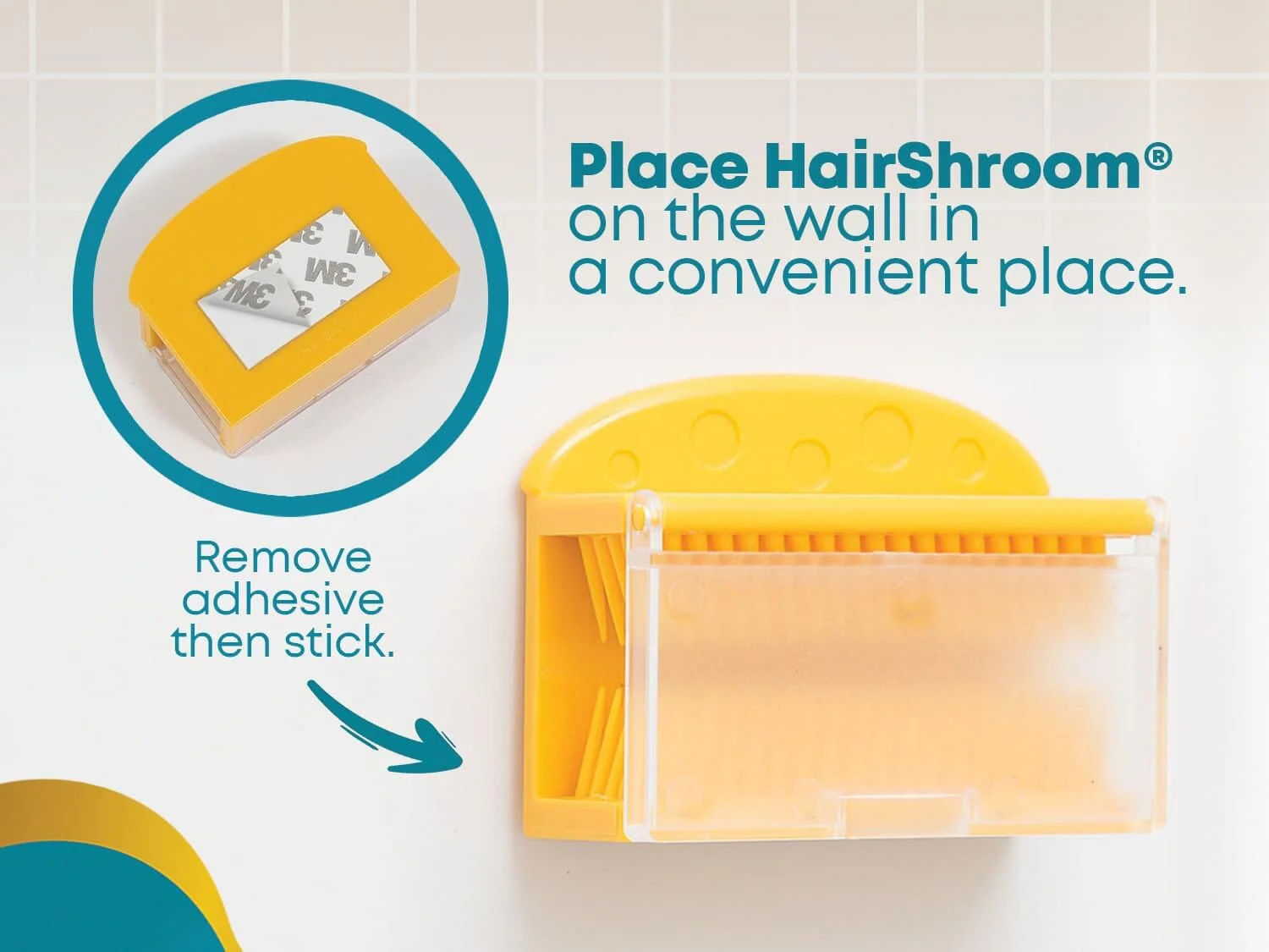 HairShroom Reusable Shower & Bathtub Wall Hair Catcher Hair Grabber Snare - Image 12
