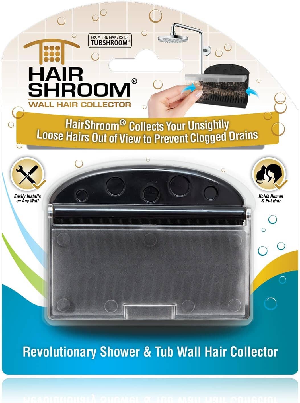 HairShroom Reusable Shower & Bathtub Wall Hair Catcher Hair Grabber Snare - Image 16