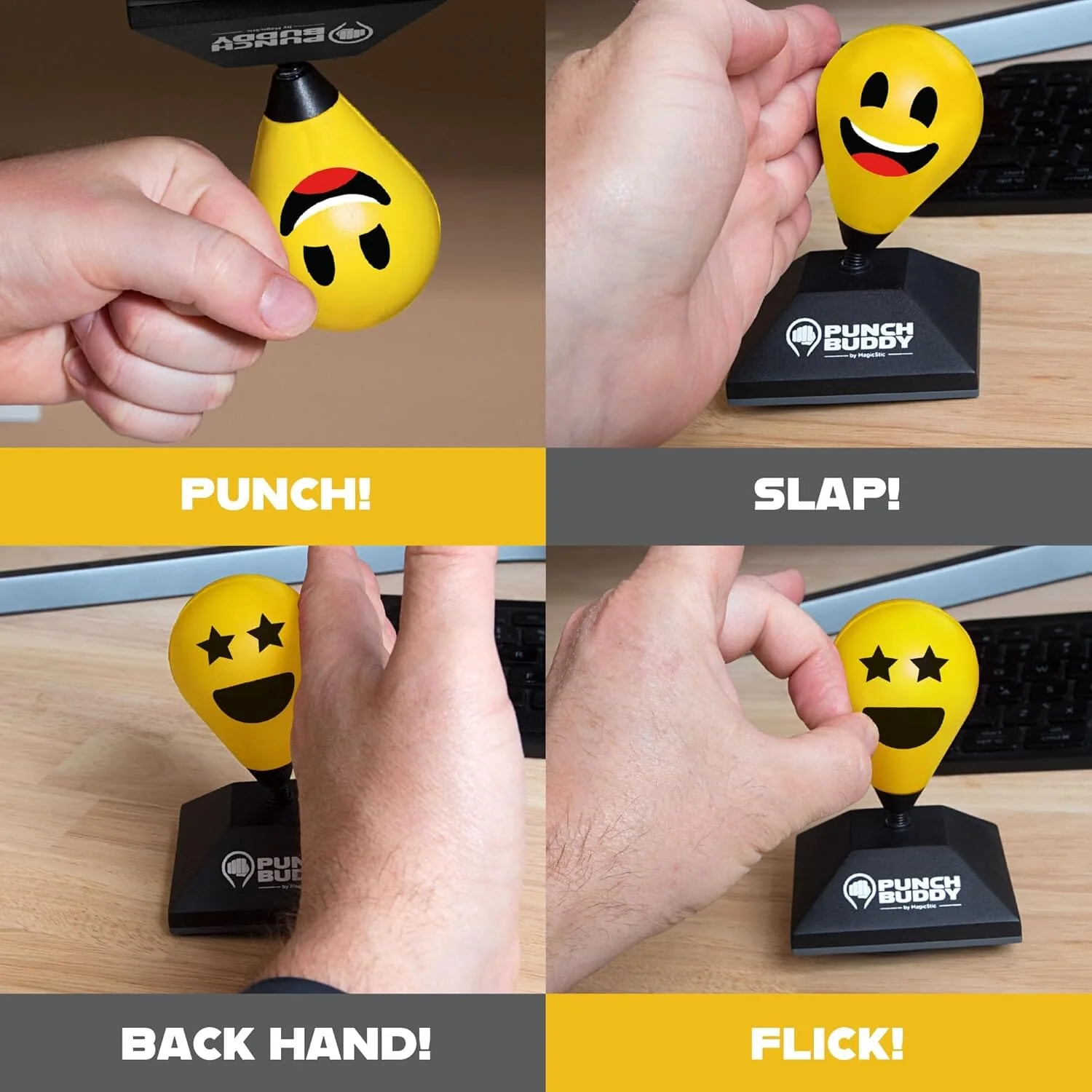 Punch Buddy Mini Desktop Punching Bag - Desk Fidget Toy for Stress Relief, Focus & Fun - Patented Suction Cup Base - Image 5