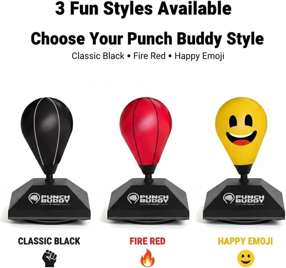 Punch Buddy Mini Desktop Punching Bag - Desk Fidget Toy for Stress Relief, Focus & Fun - Patented Suction Cup Base - Image 9