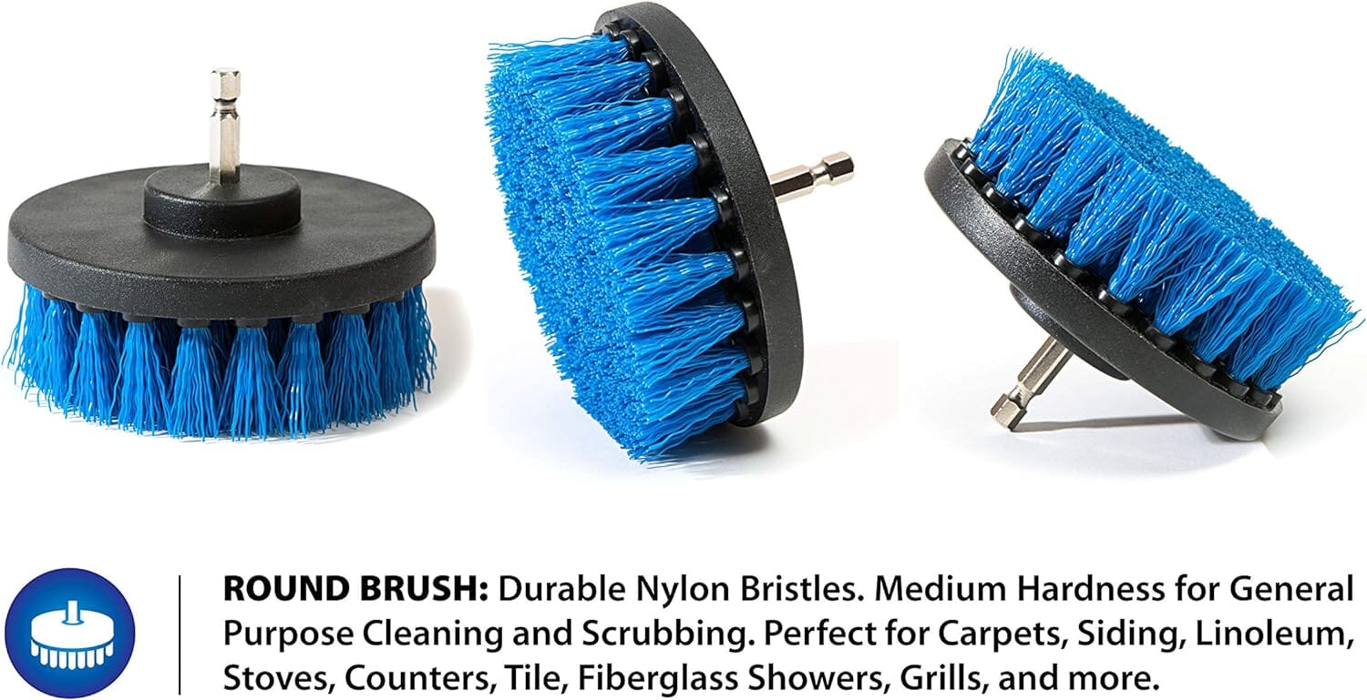 RevoClean 4 Piece Scrub Brush Power Drill Attachments-All Purpose Time Saving Kit-Perfect for Cleaning Grout, Tile, Counter, Shower, Grill, Floor, Kitchen, Blue & White - Image 7