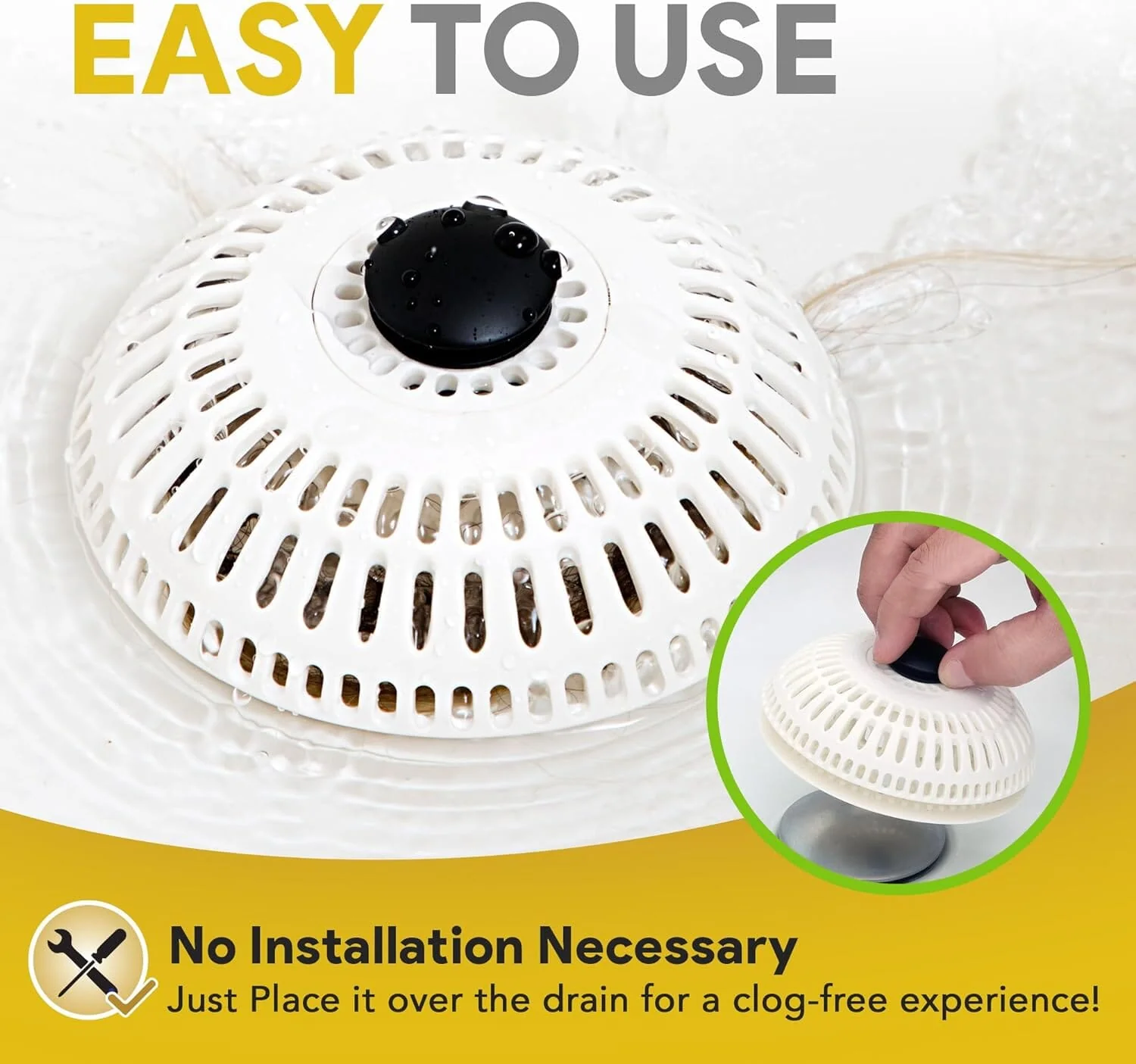 ShowerShroom Stealth Shower Hair Drain Catcher - Hair Stopper for Shower Drain, Bathtub, and Bathroom Sink - Image 5
