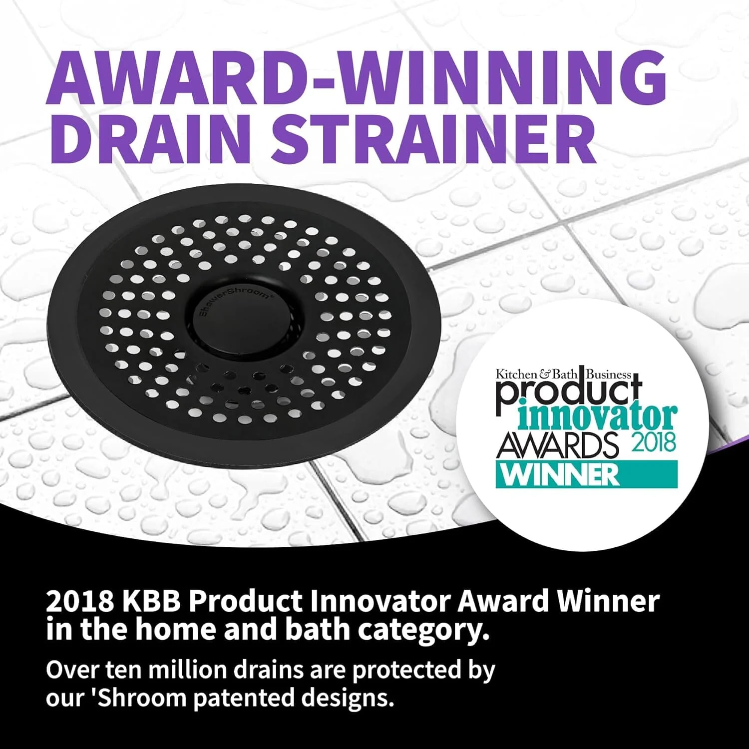 ShowerShroom Ultra Matte Black Hair Catcher, Stainless Steel Drain Protector, Fits All Shower Drains - Image 3