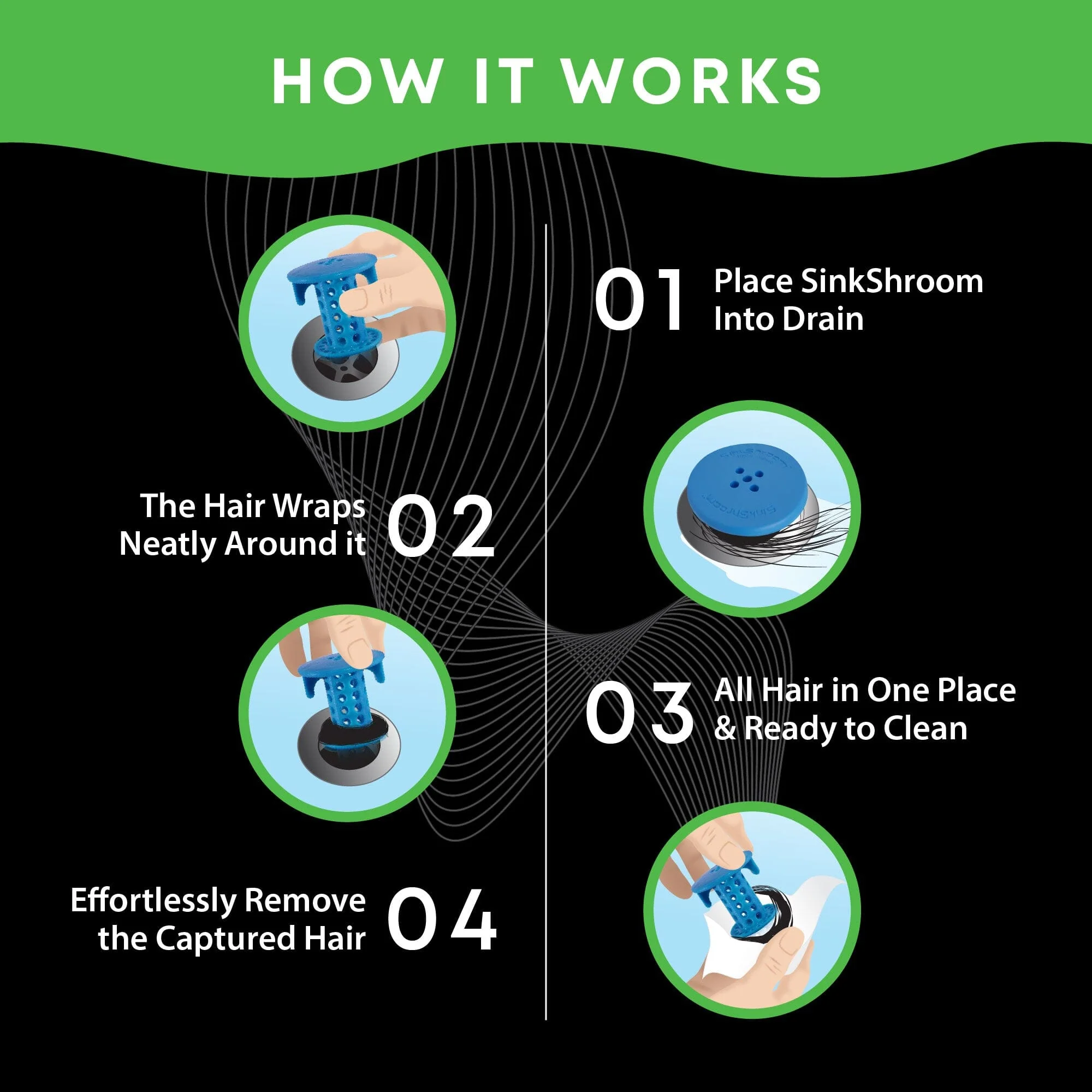 SinkShroom® (Blue) The Hair Catcher That Prevents Clogged Bathroom Sink Drains - Image 9