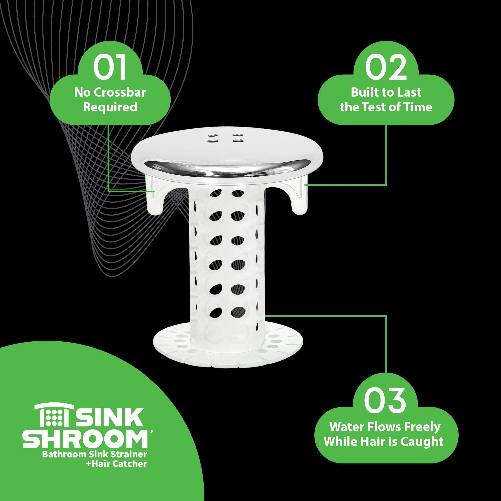 SinkShroom (Chrome Edition) The Hair Catcher That Prevents Clogged Bathroom Sink Drains - Image 10
