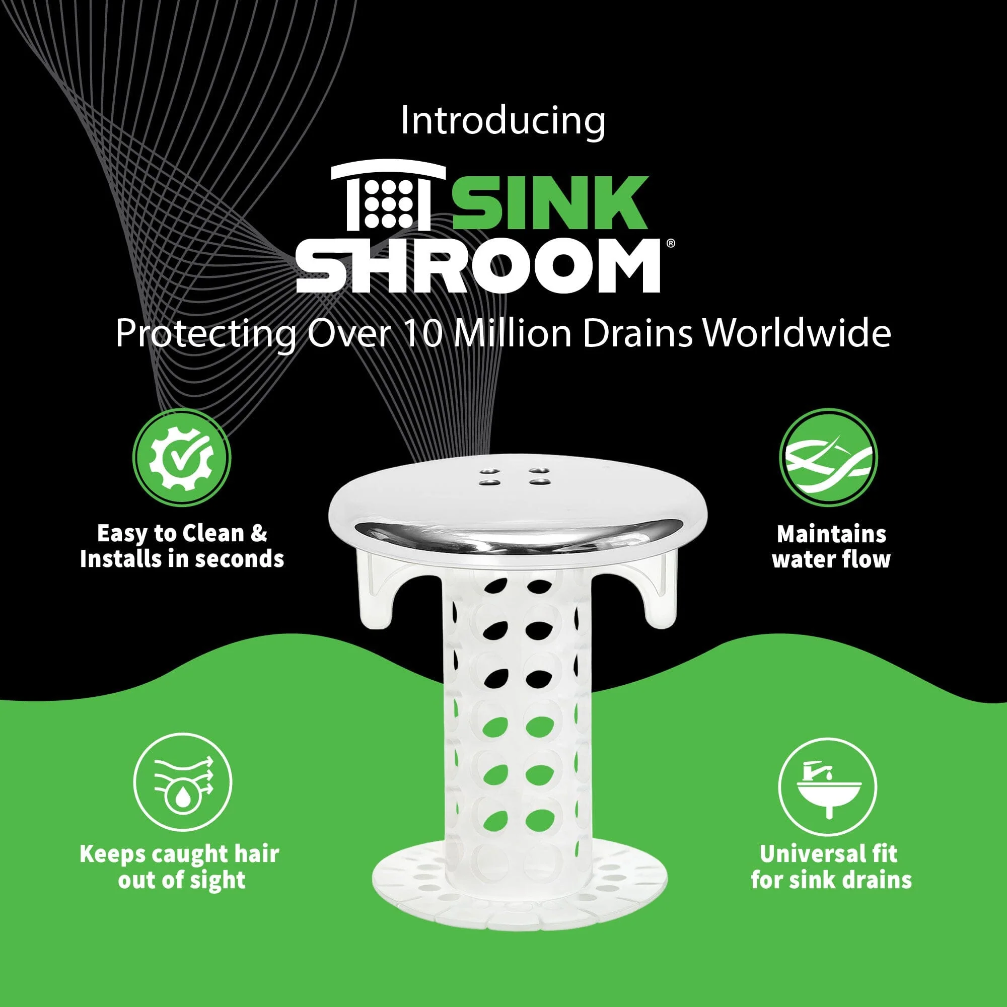 SinkShroom (Chrome Edition) The Hair Catcher That Prevents Clogged Bathroom Sink Drains - Image 3
