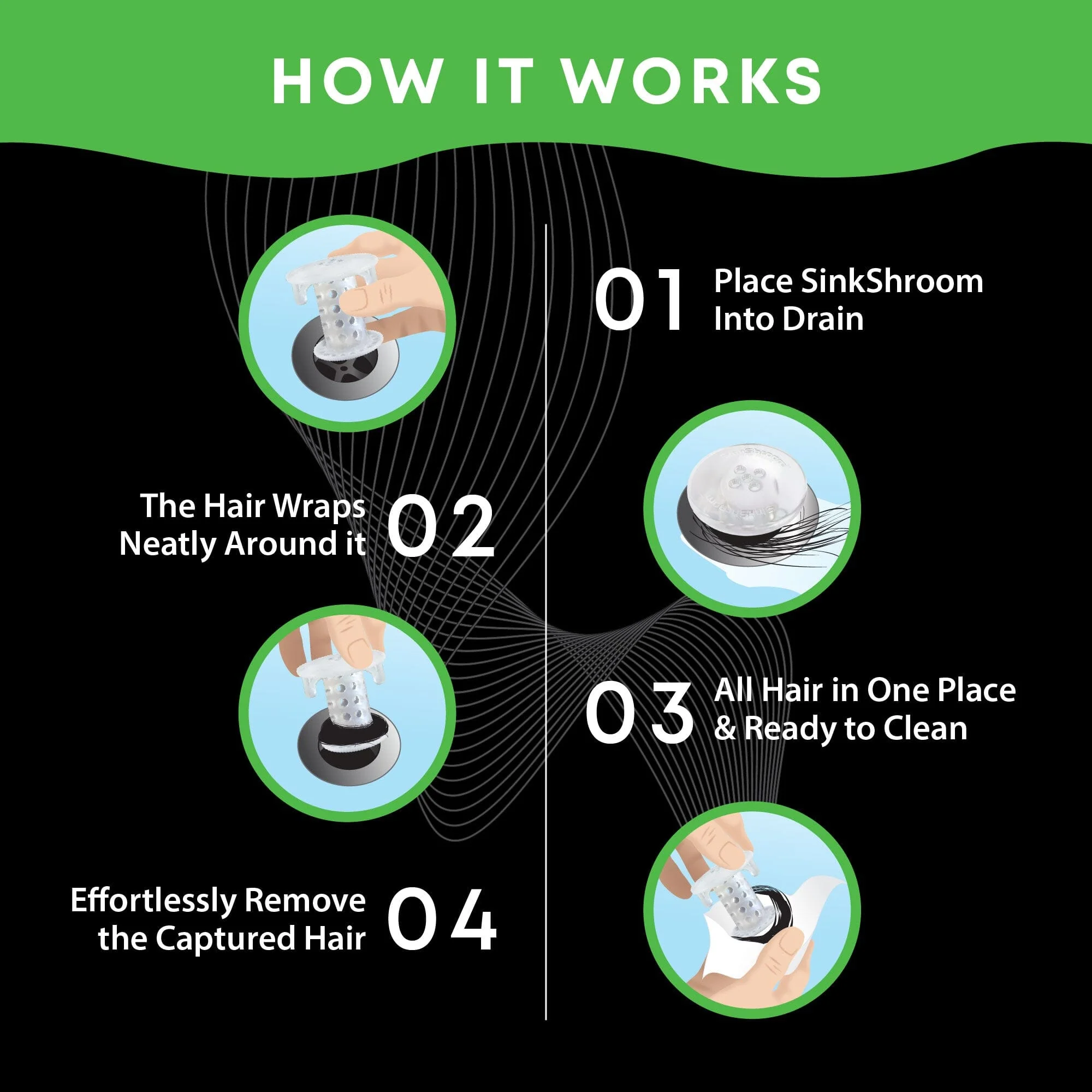 SinkShroom® (Clear) The Hair Catcher That Prevents Clogged Bathroom Sink Drains - Image 8