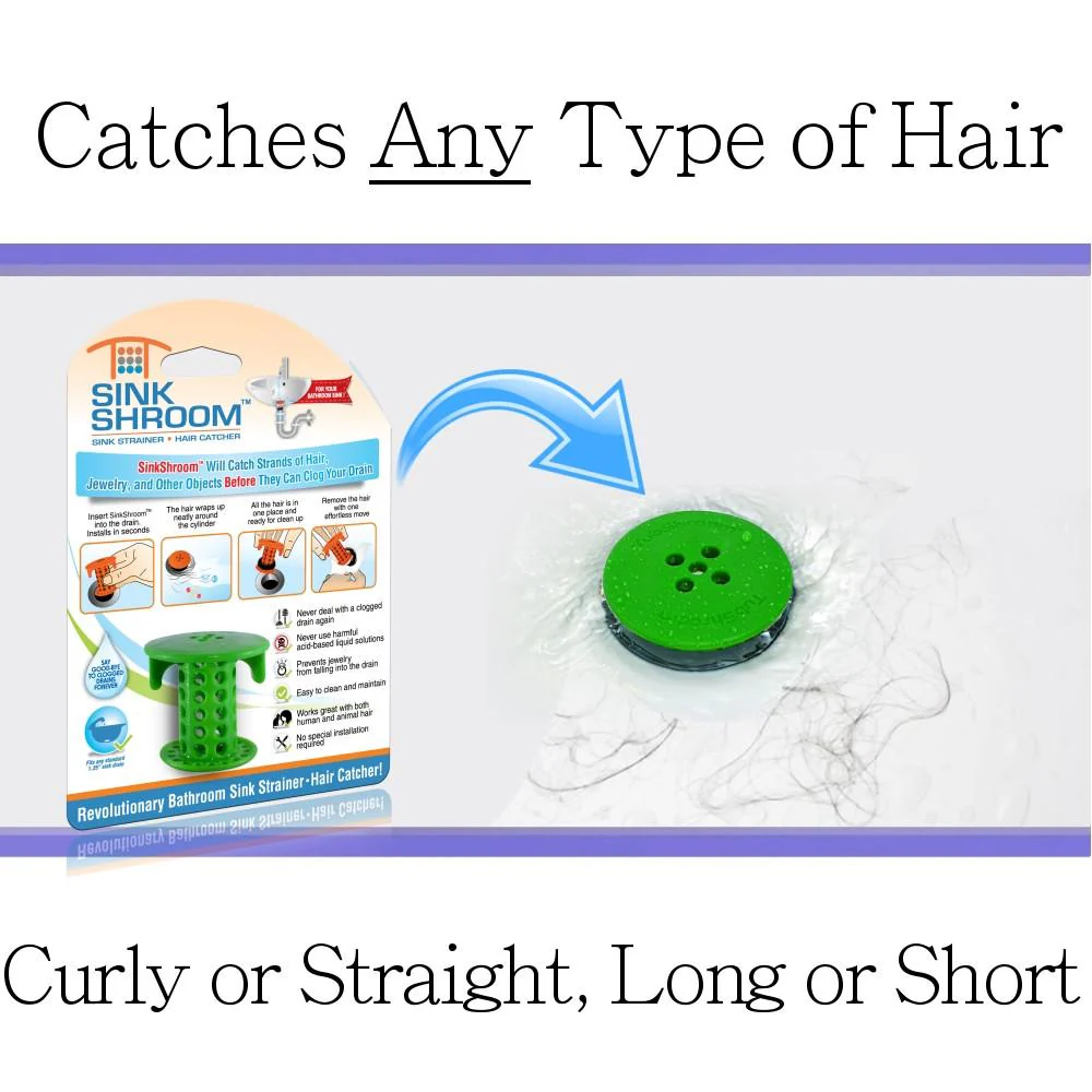 SinkShroom® (Green) The Hair Catcher That Prevents Clogged Bathroom Sink Drains - Image 5