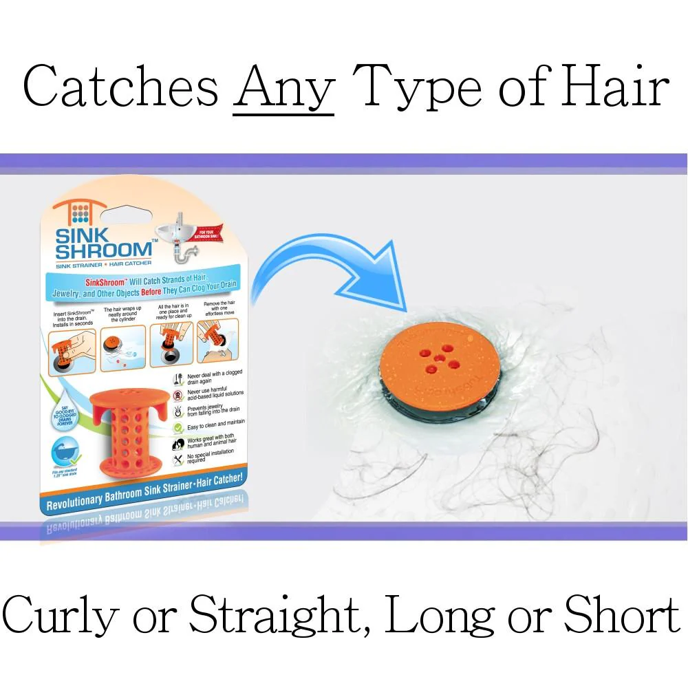 SinkShroom® (Orange) The Hair Catcher That Prevents Clogged Bathroom Sink Drains - Image 5