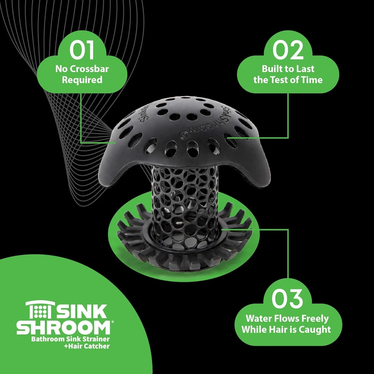 SinkShroom Ultra Bathroom Sink Drain Protector, Stainless Steel, Matte Black, Hair Catcher with Multiple Drain Adapters - Image 7
