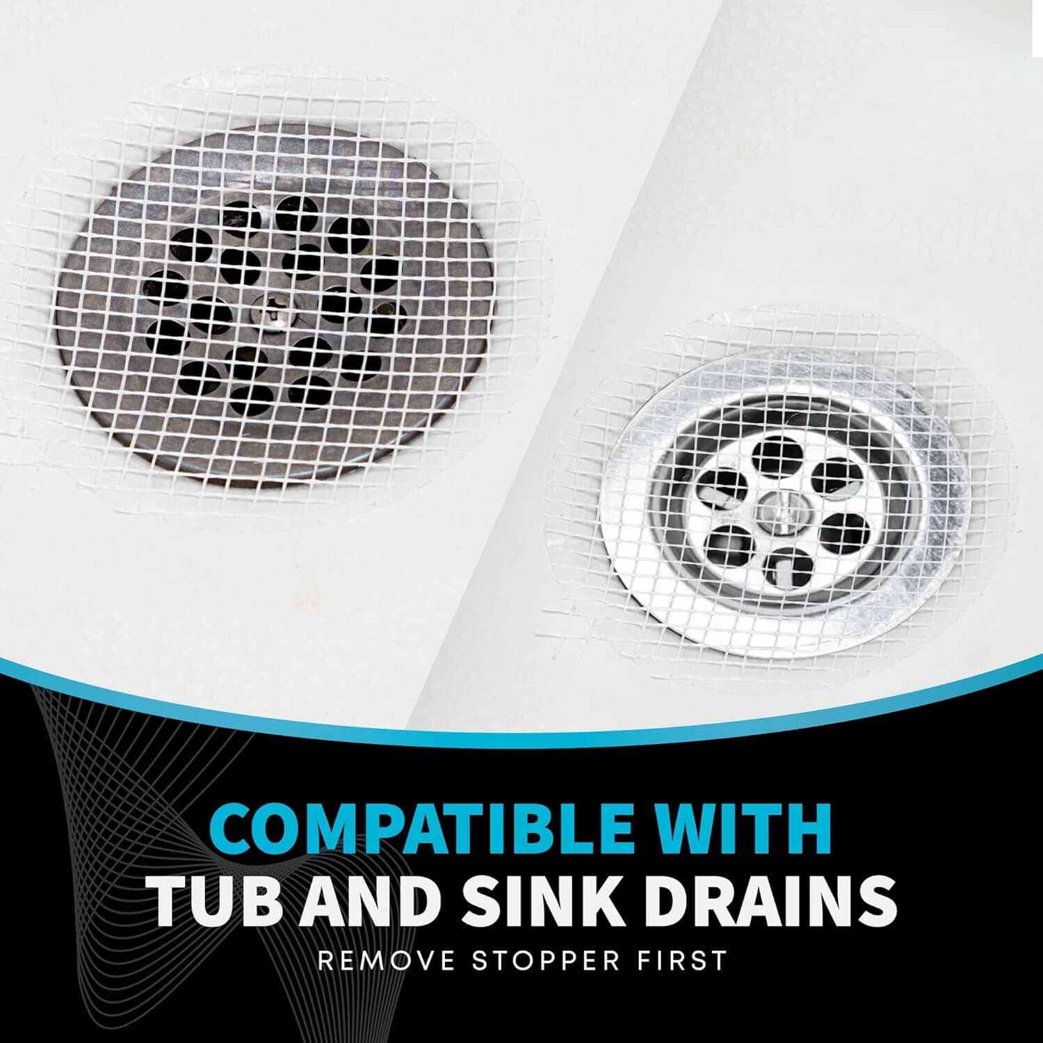 TubShroom 10 Pack Disposable Drain Cover - Hair Catcher Mesh Sticker Strainers for Shower, Bathtub, and Bathroom - Hair Catcher Sticker Drain Protector - 2 Month Supply - Image 5