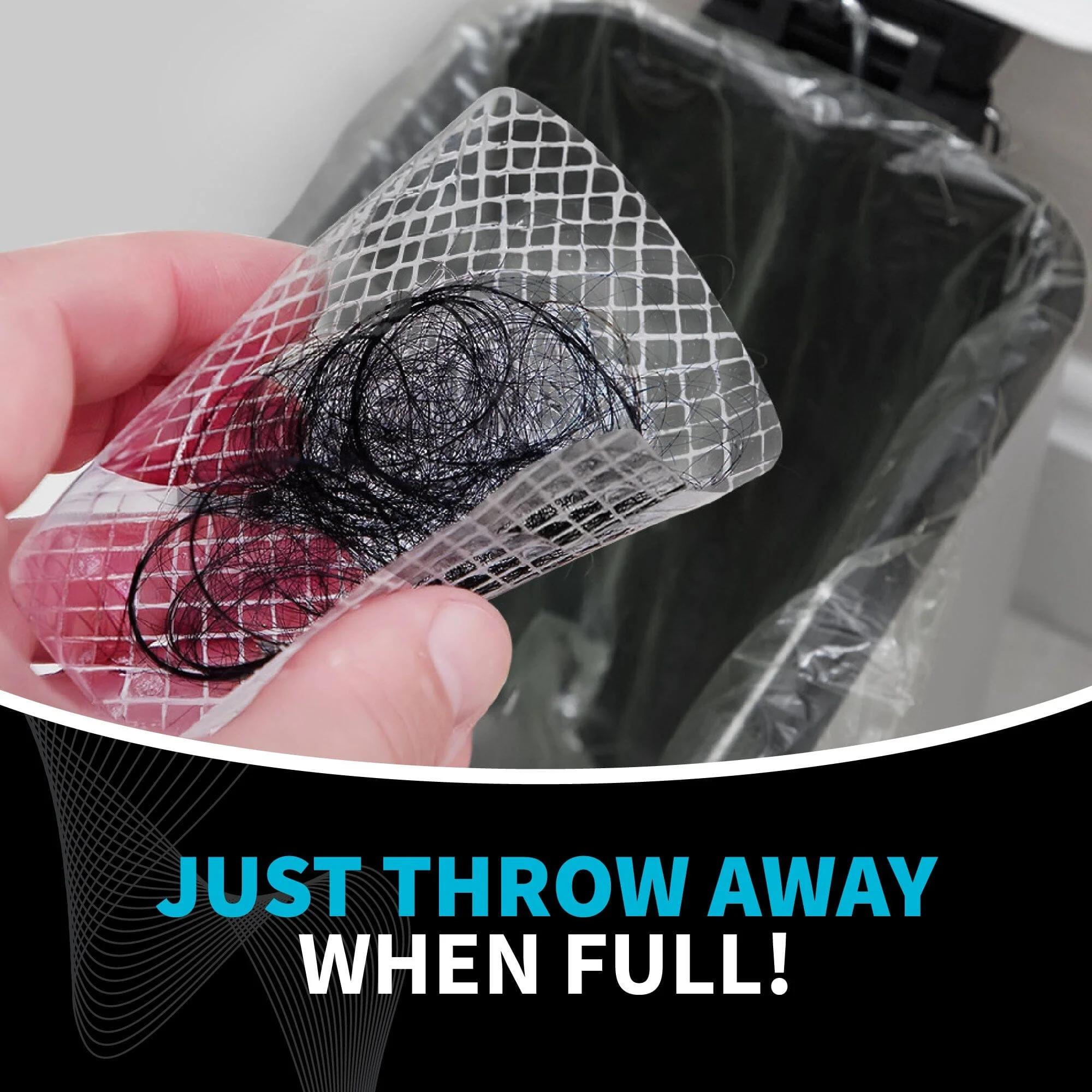 TubShroom 26-Pack Square Disposable Drain Cover - Hair Catcher Mesh Sticker Strainers for Shower, Bathtub, and Bathroom - Hair Catcher Sticker Drain Protector - Half-Year Supply - Image 4