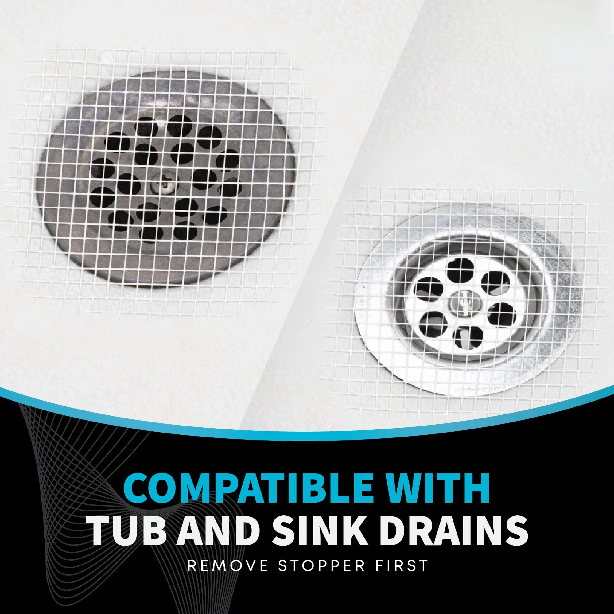 TubShroom 26-Pack Square Disposable Drain Cover - Hair Catcher Mesh Sticker Strainers for Shower, Bathtub, and Bathroom - Hair Catcher Sticker Drain Protector - Half-Year Supply - Image 5