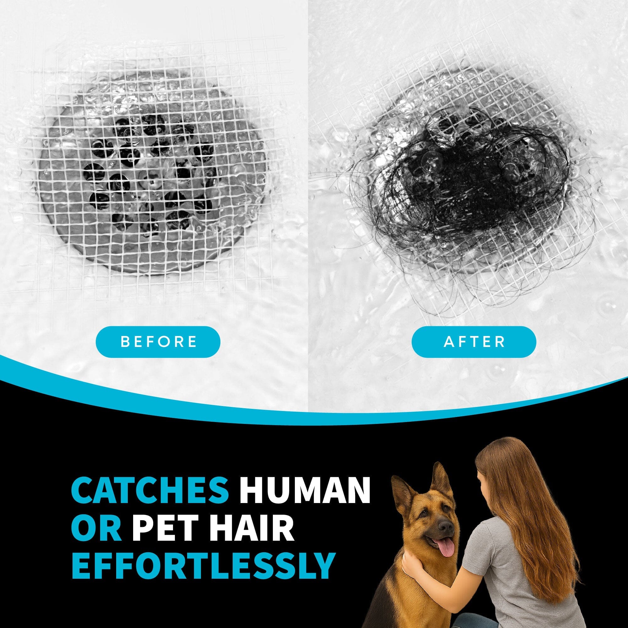 TubShroom 26-Pack Square Disposable Drain Cover - Hair Catcher Mesh Sticker Strainers for Shower, Bathtub, and Bathroom - Hair Catcher Sticker Drain Protector - Half-Year Supply - Image 7