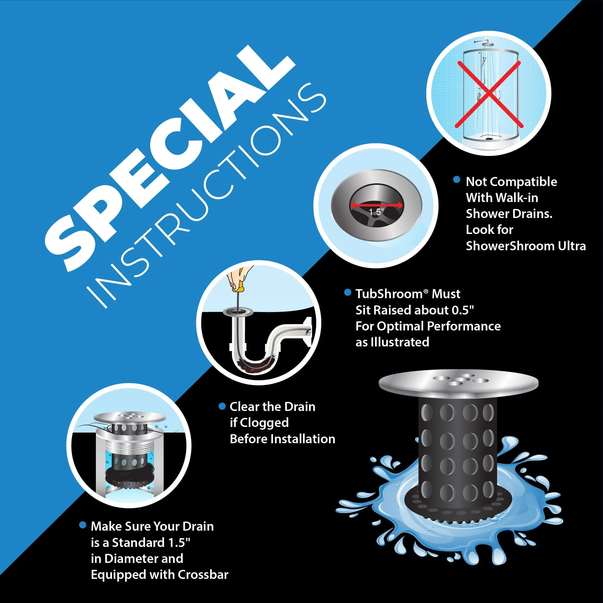 TubShroom® (Black Chrome) The Hair Catcher That Prevents Clogged Tub Drains - Image 5