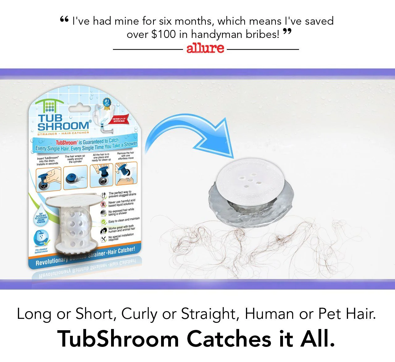 TubShroom (Clear) The Hair Catcher That Prevents Clogged Tub Drains - Image 5