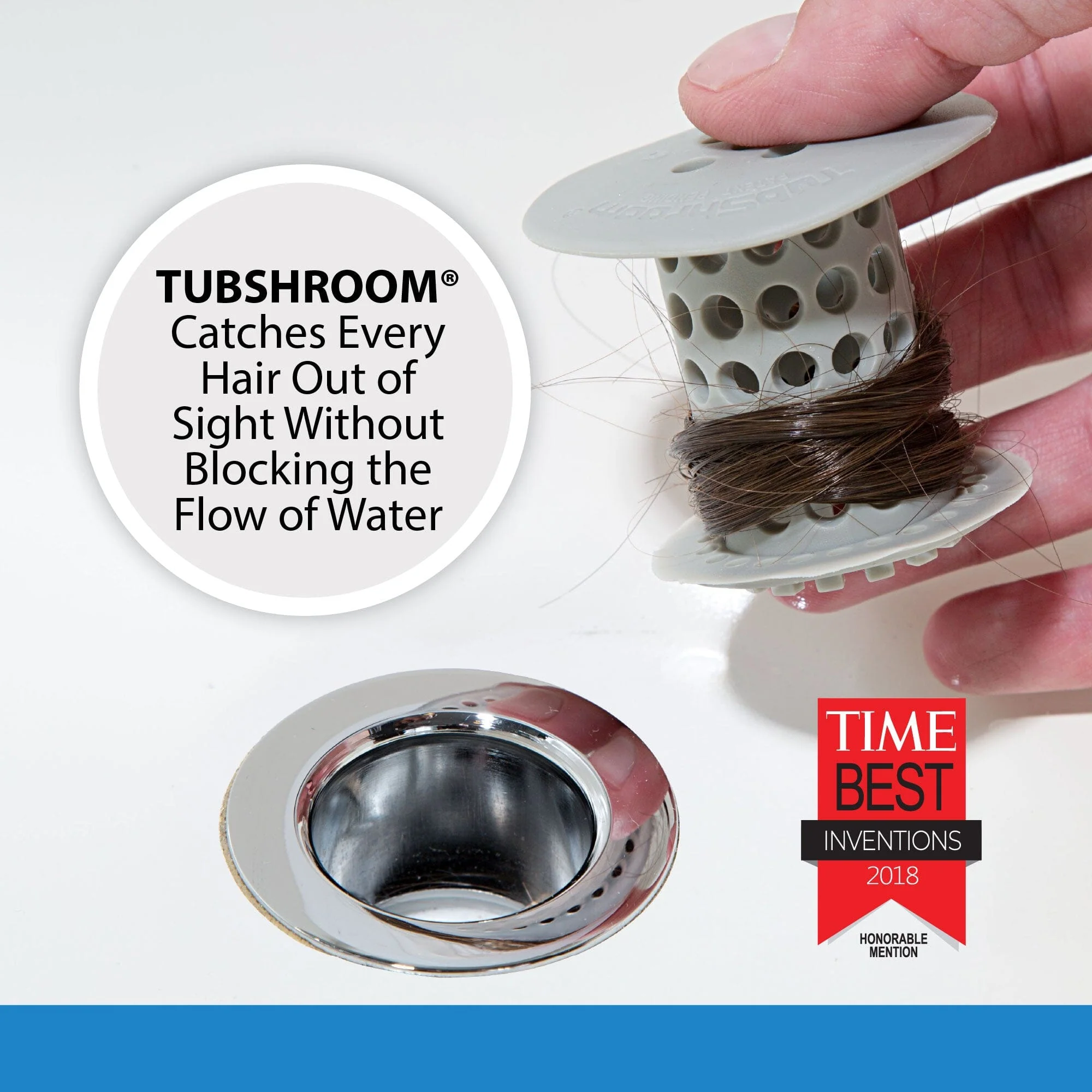 TubShroom (Gray) The Hair Catcher That Prevents Clogged Tub Drains - Image 7
