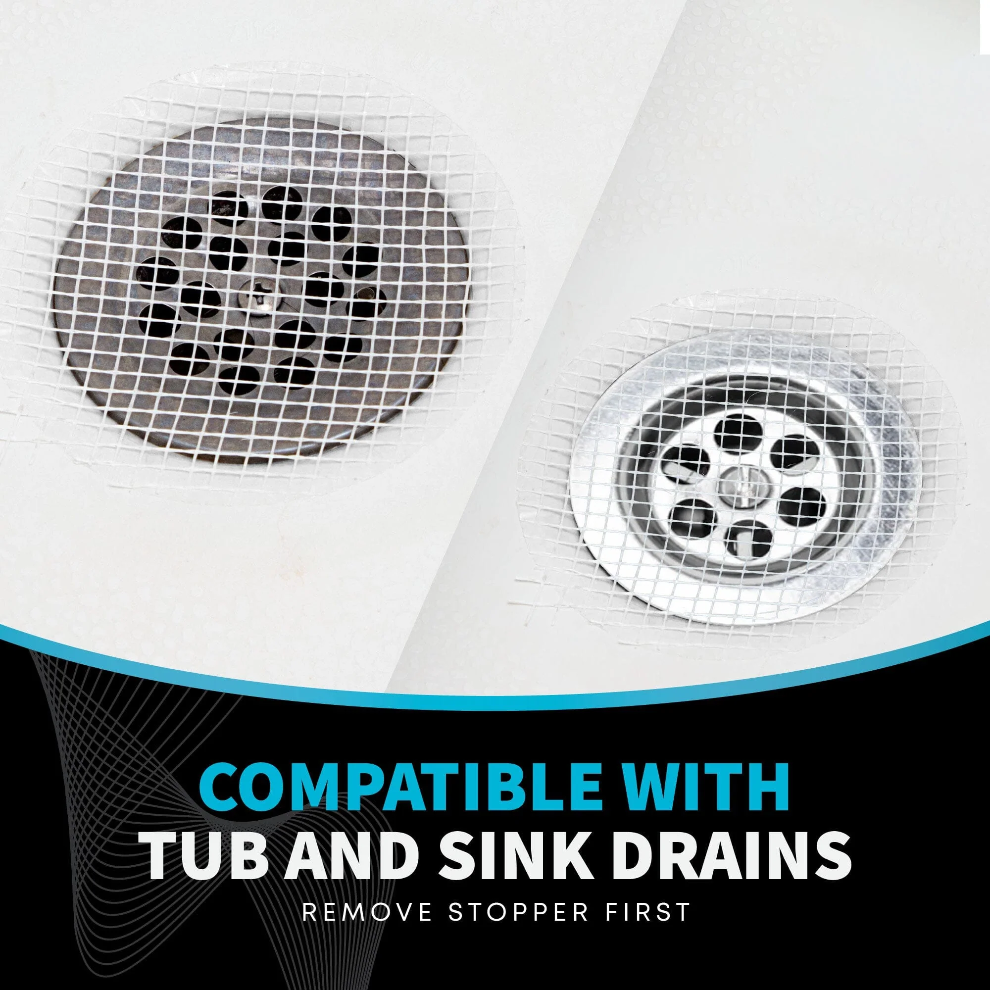 TubShroom Toss 26pk Disposable Drain Covers - Hair Catcher Mesh Sticker Strainers for Shower Bathtub and Bathroom Sink Drains - Image 4