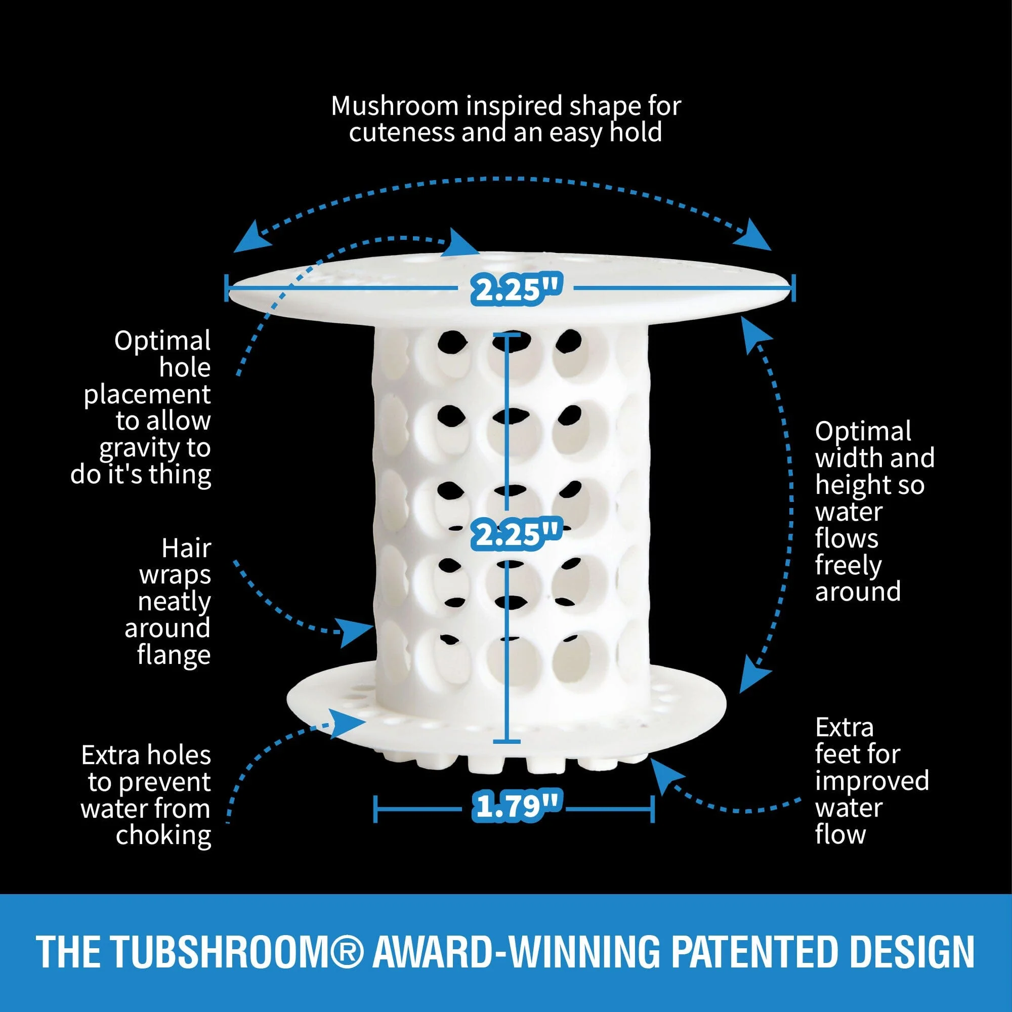 TubShroom (White) The Hair Catcher That Prevents Clogged Tub Drains - Image 2